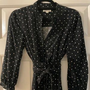 Whistles Black and white polka dot long sleeve maxi dress